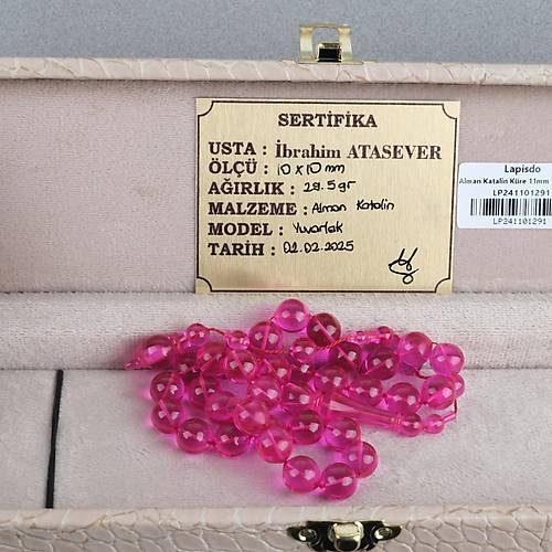 Alman Katalin Usta i Kre Kesim 10mm Tesbih -Magenta