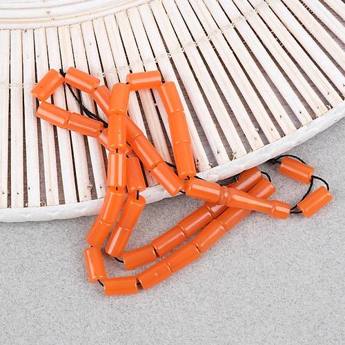 S�kma Kehribar Bilek Boy Kesme Kesim 5.5x10mm Tesbih-Turuncu