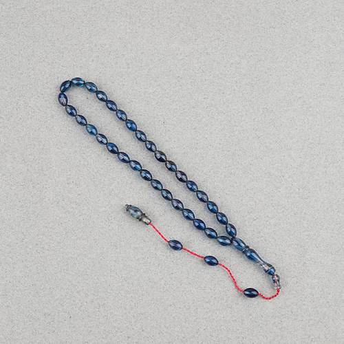 S�kma Kehribar Beyzi Kesim Sistemli Bilek Boy 5x8mm Tesbih Mavi