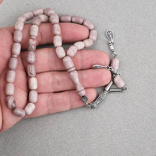 S�kma Kehribar Kaps�l Kesim Alpaka P�sk�ll� 7x11mm Tesbih