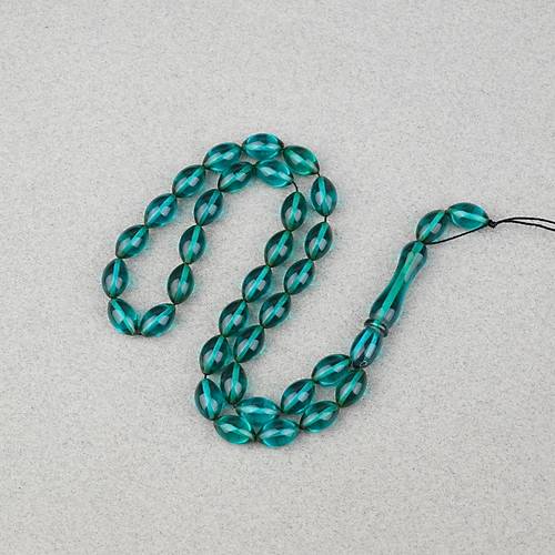 Ate� Kehribar Beyzi Kesim 7x11mm Tesbih- �effaf Ye�il