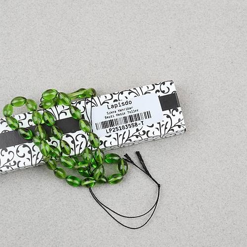 S�kma Kehribar Beyzi Kesim 7x11mm Tesbih P�sk�ls�z Ye�il