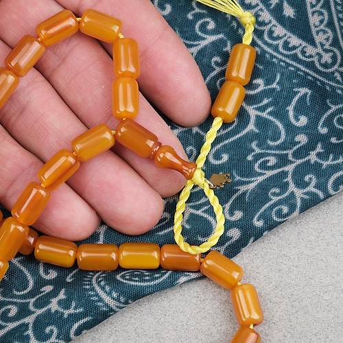 Omari S�kma Kehribar Yumu�ak Kesme Kesim Oturtma �mameli Sistemli 7x11mm Tesbih