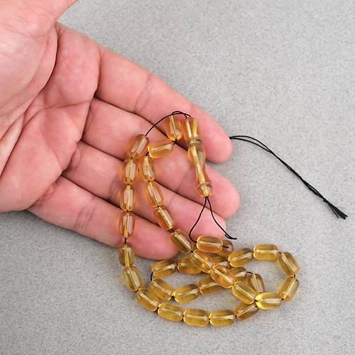 S�kma Kehribar Kaps�l Kesim 7x11mm Tesbih P�sk�ls�z Sar�
