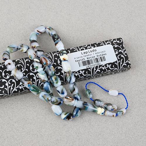 Arizona Katalin Sistemli Kaps�l Kesim 8x12mm Tesbih - Mavi Beyaz