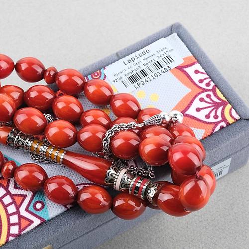 Skma Kehribar zel Gm Nak leme mame 925Ayar Gm Pskl Beyzi Kesim 14x17mm Tesbih
