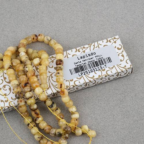 Damla Kehribar 99luk Tekerlek Kesim 7x5mm Namez Tesbihi