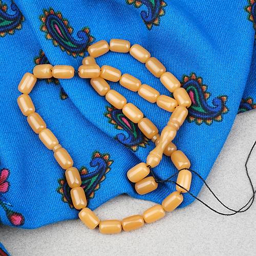 S�kma Kehribar Kaps�l Kesim 7x11mm Tesbih P�sk�ls�z- A��k Kahverengi