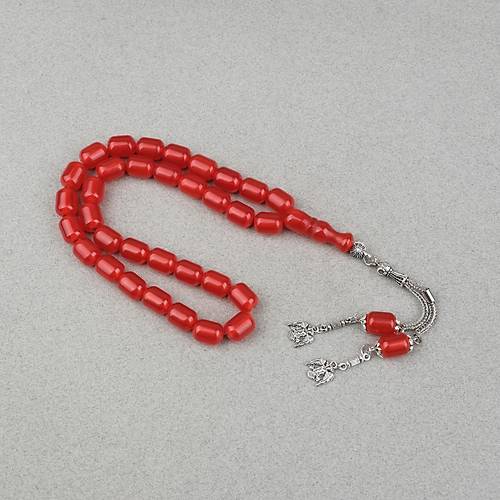 S�kma Kehribar Alpaka P�sk�ll� Kaps�l Kesim 9x12mm Tesbih - Portakal