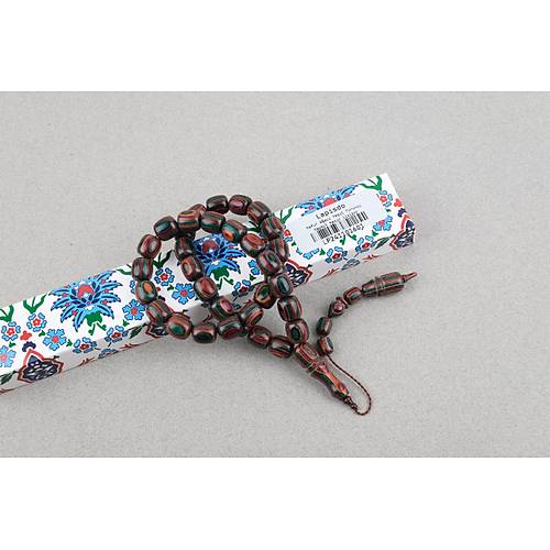 Kafur A�ac� Kaps�l Kesim 11x12mm Tesbih - Ye�il Turuncu