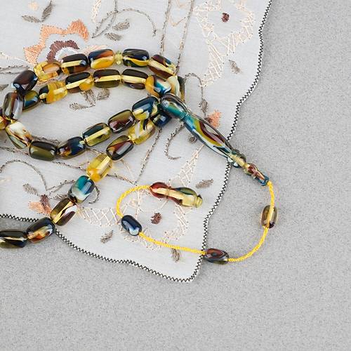 Arizona Katalin Sistemli Kaps�l Kesim 8x12mm Tesbih - Sar� Siyah