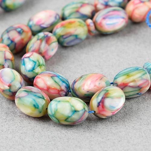 Galalit Yumurta Kesim 8.5x12mm Tesbih -Sedefli Pembe