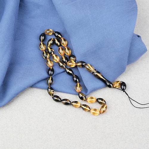 S�kma Kehribar Beyzi Kesim 7x11mm Tesbih- Sar� Siyah