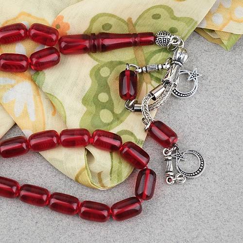 S�kma Kehribar Kaps�l Kesim Alpaka P�sk�ll� 7x11mm Tesbih