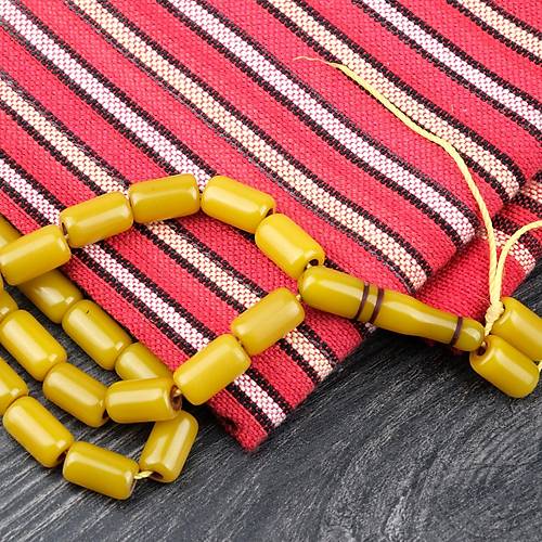 S�kma Kehribar Kaps�l Kesim 7x11.5mm Tesbih - Ya� Ye�ili  P�sk�ls�z