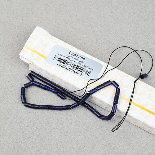 S�kma Kehribar Kesme Kesim 4x7mm Tesbih- Lacivert