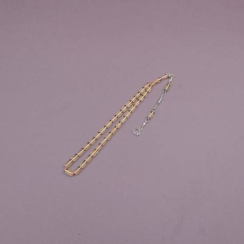 U�ak Cam� Kesme Kesim 6x10mm Tesbih Alpaka P�sk�ll� A��k Kahverengi