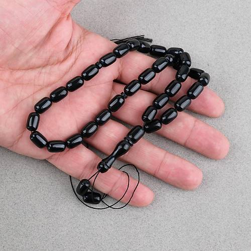 S�kma Kehribar Kaps�l Kesim 7x11mm Tesbih P�sk�ls�z Mavi Yans�mal� Siyah