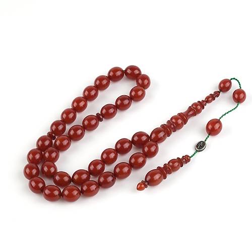 Skma Kehribar Orijinal Usta i mzal Beyzi Kesim 11.5x14mm Tesbih