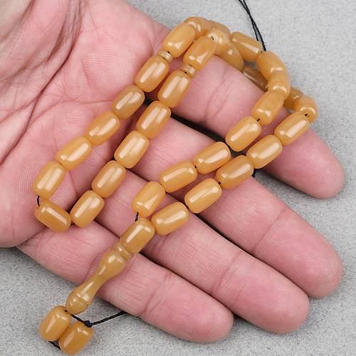 S�kma Kehribar Kaps�l Kesim 7x11mm Tesbih P�sk�ls�z- A��k Kahverengi