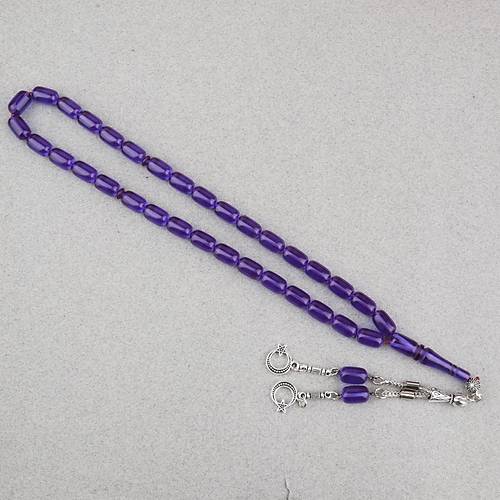 S�kma Kehribar Kaps�l Kesim Alpaka P�sk�ll� 7x11mm Tesbih