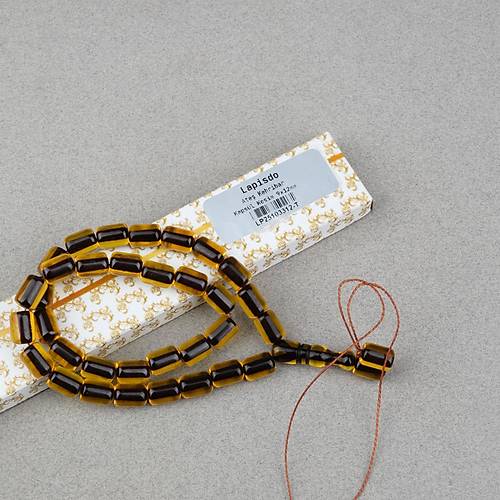 Ate� Kehribar Kaps�l Kesim 9x12mm- Siyah Sar� P�sk�ls�z