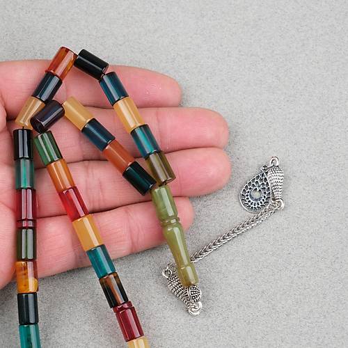 S�kma Kehribar Alpaka P�sk�ll� Kesme Kesim 7x11mm Tesbih- Bonibon