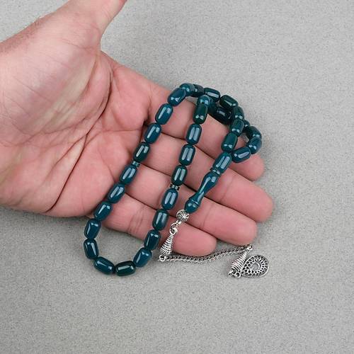 S�kma Kehribar Alpaka P�sk�ll� Kaps�l Kesim 7x11mm Tesbih- A��k Kahverengi