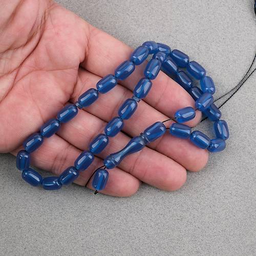 S�kma Kehribar Kaps�l Kesim 7x11mm Tesbih P�sk�ls�z Mavi