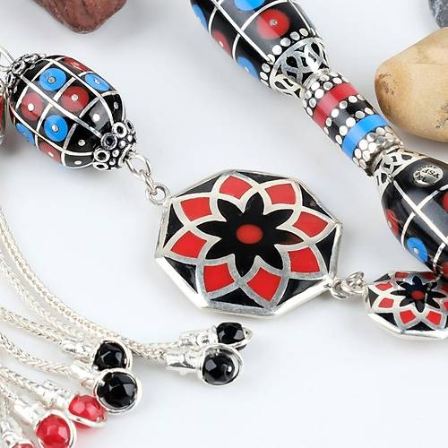 Erzurum Oltu 925Ayar Gm lemeli Nakka mame Gm Pskl Kapsl Kesim 13x15mm Tesbih