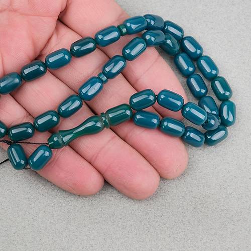 S�kma Kehribar Kaps�l Kesim 7x11mm Tesbih P�sk�ls�z- Ye�il