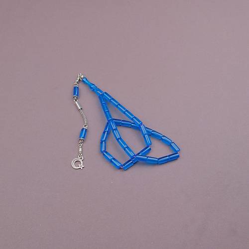 U�ak Cam� Kesme Kesim 6x10mm Tesbih Alpaka P�sk�ll� Petrol Mavisi