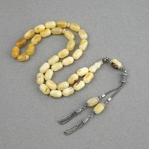 Rus Kaya Damla Kehribar 925Ayar Gm Pskl Kapsl Kesim 9x15mm Tesbih