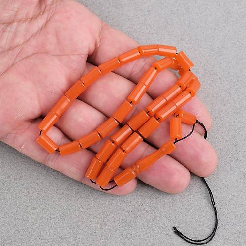 S�kma Kehribar Bilek Boy Kesme Kesim 5.5x10mm Tesbih-Turuncu