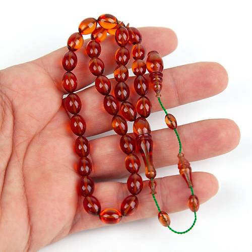 Skma Kehribar Beyzi Kesim 7x10mm Tesbih