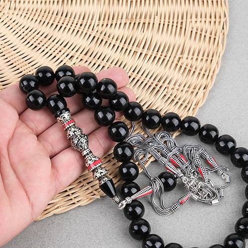 S�kma Kehribar 925Ayar G�m�� P�sk�l �zel G�m�� Nak�� �mame K�re Kesim 13mm Tesbih