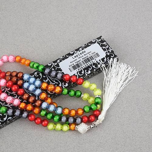 Monomer 99luk �ok Renkli K�re Kesim 7.5mm Namaz Tesbihi -Bonibon