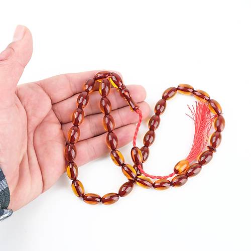 S�kma Kehribar Beyzi Kesim 9x14mm Tesbih