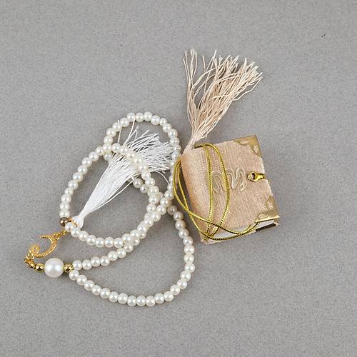 Fanus ��erisinde Mini Kuran ve Tesbih Seti