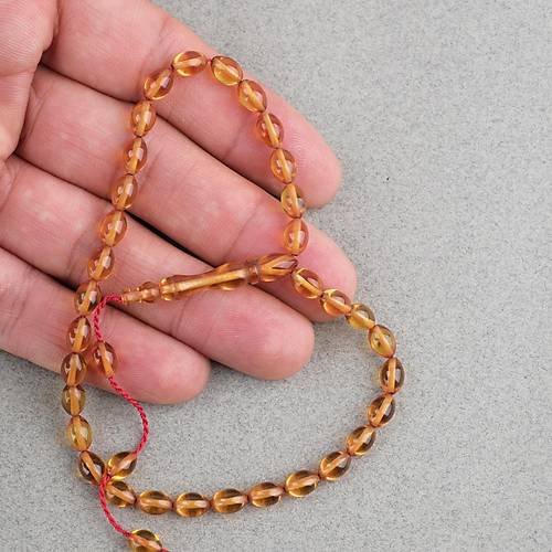 S�kma Kehribar Beyzi Kesim Sistemli Bilek Boy 5x8mm Tesbih Sar�