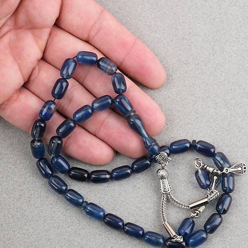 S�kma Kehribar Kaps�l Kesim Alpaka P�sk�ll� 7x11mm Tesbih