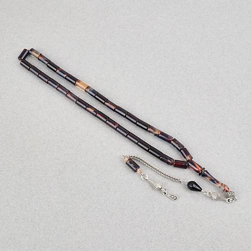 S�kma Kehribar Alpaka P�sk�l Kesme Kesim 6x10.5mm Tesbih