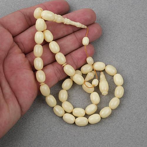 Kadim Katalin Eski Tavla Pulu Obje Yumurta Kesim 8x11m Tesbih - Nadir Renk Beyaz