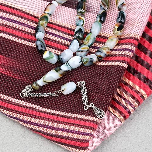 Arizona Katalin Alpaka P�sk�l Kaps�l Kesim 8x12mm Tesbih- Ye�il Beyaz