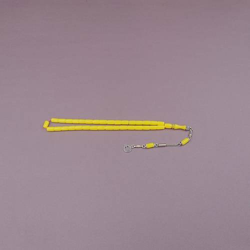 U�ak Cam� Kesme Kesim 6x10mm Tesbih Alpaka P�sk�ll� Sar�