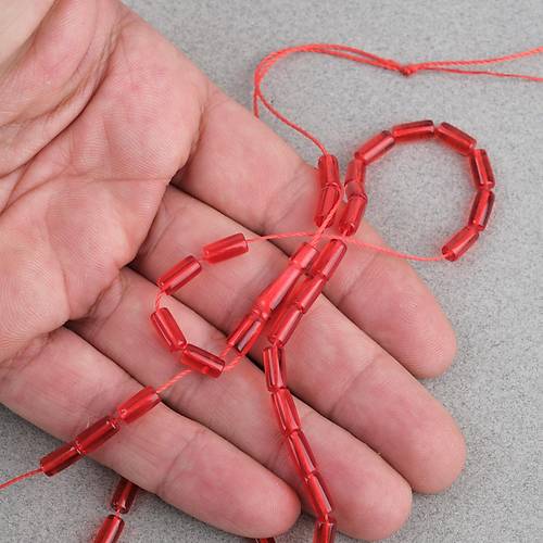 U�ak Cam� Kesme Kesim 4x8mm Tesbih -K�rm�z�