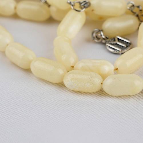 Rus Kaya Damla Kehribar 925Ayar G�m�� P�sk�l Arpa Kesim Kesim 6x12mm Tesbih