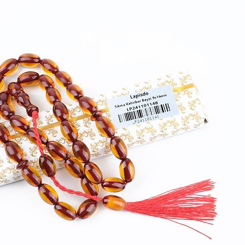 S�kma Kehribar Beyzi Kesim 9x14mm Tesbih