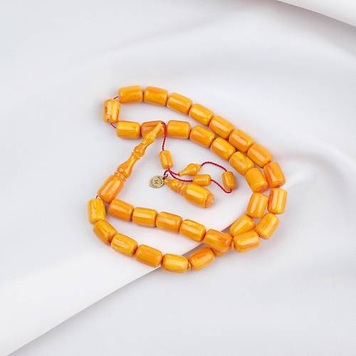 Katalin Dinlenmi� �ubuk Usta ��i �mzal� Kaps�l Kesim 8.5x12mm Tesbih -Sar�