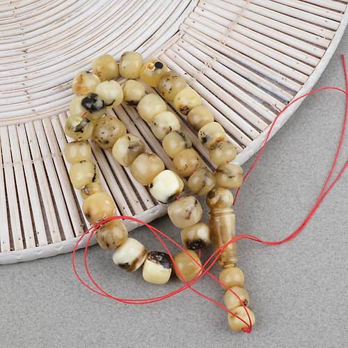 Damla Kehribar Tekerlek Kesim 12x11mm Tesbih